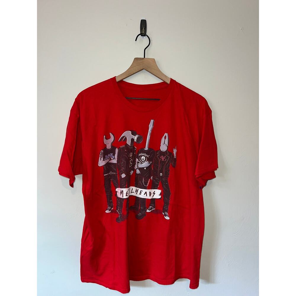 Y2K Metal Metalheads Music Album Graphic Red Shirt Tee 2000s L Large